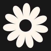 Minimal flower icon with clean geometric shapes and a retro flair. The floral design combines abstract elegance and modern simplicity in a decorative silhouette vector
