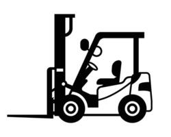 Silhouette of Construction Forklift Vehicle with Elevated Forks in Motion vector