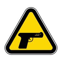 Caution Sign Featuring Handgun Icon in Yellow Triangle Design vector