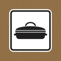 Black and White Casserole Dish Icon with Lid on Brown Background vector