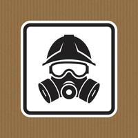 Black and White Icon of Worker with Gas Mask on Brown Background vector
