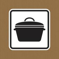 Black silhouette of a cooking pot icon on a textured brown background vector