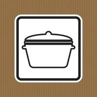 Simple Black Outline of a Cooking Pot Icon on Brown Background vector