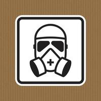 Black and White Graphic of a Safety Mask Icon for Hazardous Environments vector