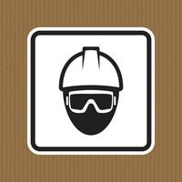 Icon of a Worker with Hard Hat and Safety Glasses on a Textured Background vector