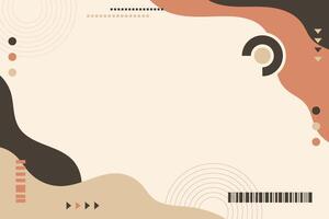 Minimalist vintage background with wavy shapes and abstract elements vector