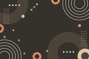 Retro abstract background with circles and geometric shapes on dark brown vector