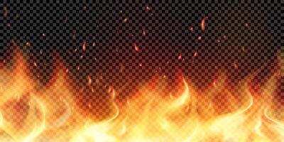 Realistic flame with ember particles and fume vector