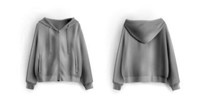 Sweatshirt with zipper mockup hoodie template vector