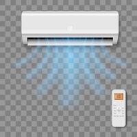 Air Conditioner with remote control cooling flows, white cooling system, equipment for air cold wind, climate control vector