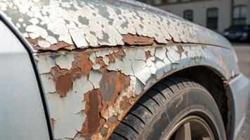 Peeling rust corrosion old damaged car paint texture peeling rust corrosion old damaged car paint. Heat stroke concepts photo