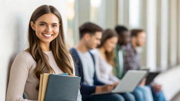 Information business job Interview human resources HR, employee employment management. Smiling young woman with long brown hair, Technology computer data network, Communication,Web,Check photo