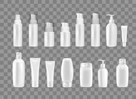 various white cosmetic containers vector