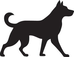 Cute Walking Dog Silhouette with Tail Up vector