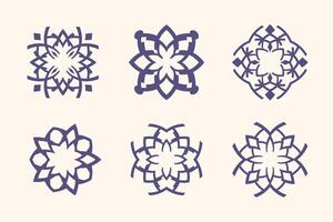 Set of six abstract designs with flowers vector