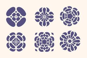 A set of six different flower designs vector