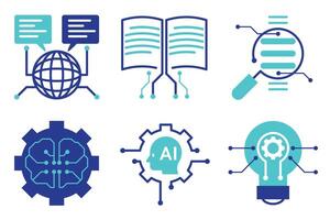 AI and Machine Learning Technology Set vector