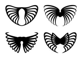 Four classic and elegant wing silhouettes isolated on white background vector