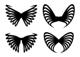 Four distinct black abstract wing designs with curved lines and pointed tips isolated on a white background vector