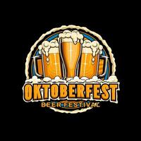 Logo for Oktoberfest festival event with editable text and beer illustration vector