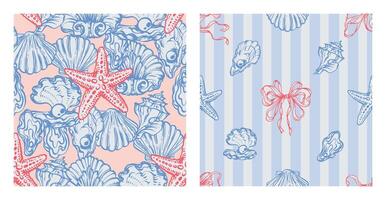 Seashells and starfish pattern design vector