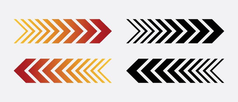 Black and multicoloured arrow. dynamic moving arrow that stands for quickness, acceleration, and speed. eps vector