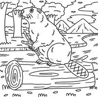 Forest Animal Beaver Coloring Page for Kids vector