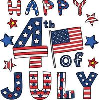 Happy 4th of July Cartoon Colored Clipart vector
