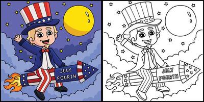 4th of July Uncle Sam Coloring Page Illustration vector