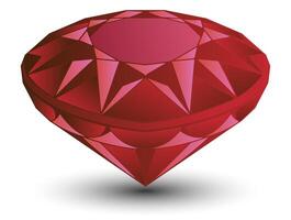Hand drawn ruby. Faceted red diamond on white background. illustration vector