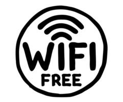 Free Wifi Symbol Icon Badge Network Connection Sharing Hand Drawn Access vector