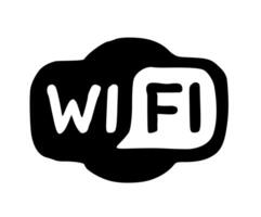 Wifi for free icon symbol black white minimal hand drawn illustrated network connection access badge vector
