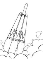 Rocket Launch Illustration Coloring Page Outline Spacecraft Spaceship Countdown Take Off vector
