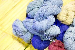 Close-Up Of Colorful Dyeing On Wooden. photo