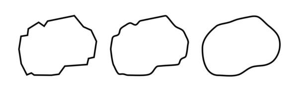 North Macedonia country black outline silhouettes in three different levels of smoothness. Simplified maps. icons isolated on white background. vector