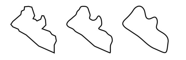 Liberia country black outline silhouettes in three different levels of smoothness. Simplified maps. icons isolated on white background. vector