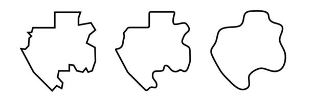 Gabon country black outline silhouettes in three different levels of smoothness. Simplified maps. icons isolated on white background. vector