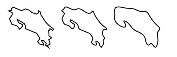 Costa Rica country black outline silhouettes in three different levels of smoothness. Simplified maps. icons isolated on white background. vector
