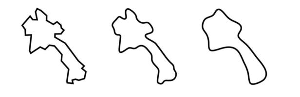 Laos country black outline silhouettes in three different levels of smoothness. Simplified maps. icons isolated on white background. vector