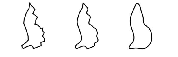 Liechtenstein country black outline silhouettes in three different levels of smoothness. Simplified maps. icons isolated on white background. vector