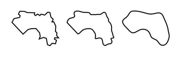 Guinea country black outline silhouettes in three different levels of smoothness. Simplified maps. icons isolated on white background. vector