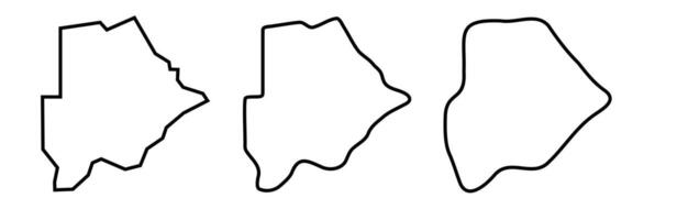 Botswana country black outline silhouettes in three different levels of smoothness. Simplified maps. icons isolated on white background. vector