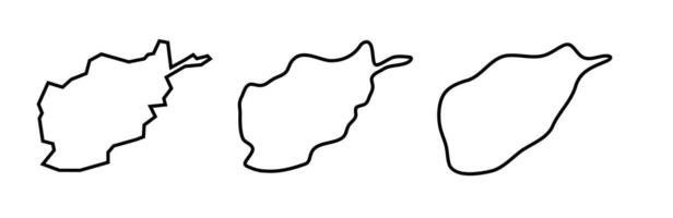 Afghanistan country black outline silhouettes in three different levels of smoothness. Simplified maps. icons isolated on white background. vector