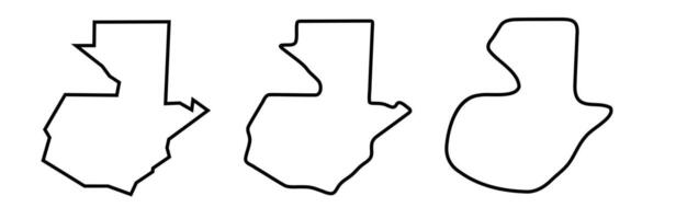 Guatemala country black outline silhouettes in three different levels of smoothness. Simplified maps. icons isolated on white background. vector