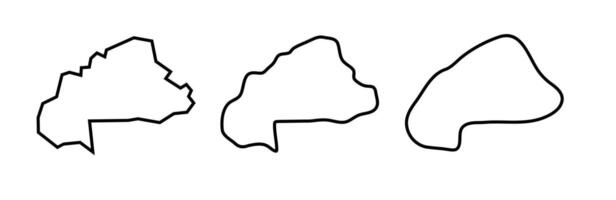 Burkina Faso country black outline silhouettes in three different levels of smoothness. Simplified maps. icons isolated on white background. vector