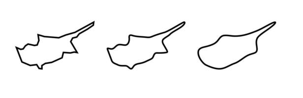 Cyprus country black outline silhouettes in three different levels of smoothness. Simplified maps. icons isolated on white background. vector