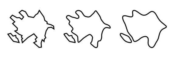 Azerbaijan country black outline silhouettes in three different levels of smoothness. Simplified maps. icons isolated on white background. vector