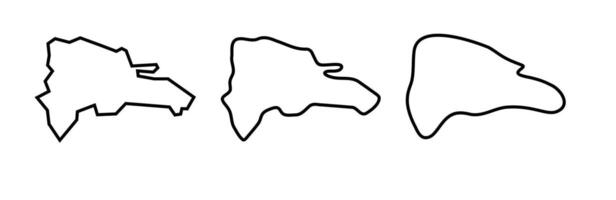 Dominican Republic country black outline silhouettes in three different levels of smoothness. Simplified maps. icons isolated on white background. vector