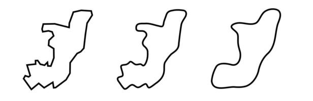 Republic of the Congo country black outline silhouettes in three different levels of smoothness. Simplified maps. icons isolated on white background. vector