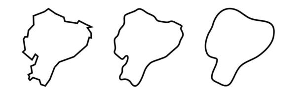 Ecuador country black outline silhouettes in three different levels of smoothness. Simplified maps. icons isolated on white background. vector